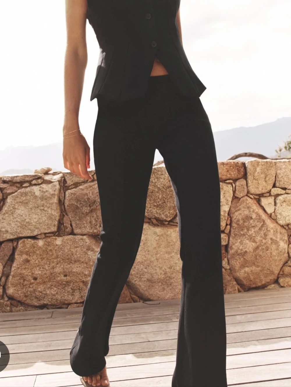 NWOT Zara 2-piece Black Interlock Knit Vest Flare Pull-on Pants Set Small Medium - Picture 7 of 13